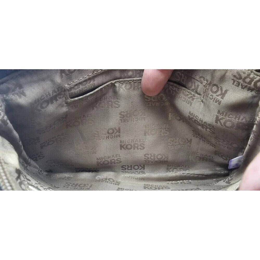 Michael Kors Fulton Gold Metallic Pebbled Leather Wristlet Shoulder Bag 7